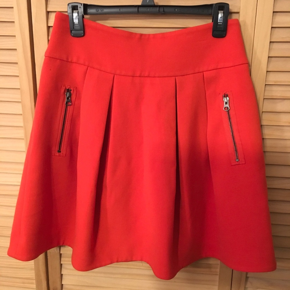 Maeve Anthropologie red knee length skirt.